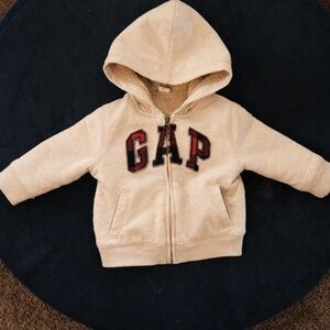 12- 18 months Baby Gap Sherpa Lined Logo Full-Zipped Hoodie Sweatshirt